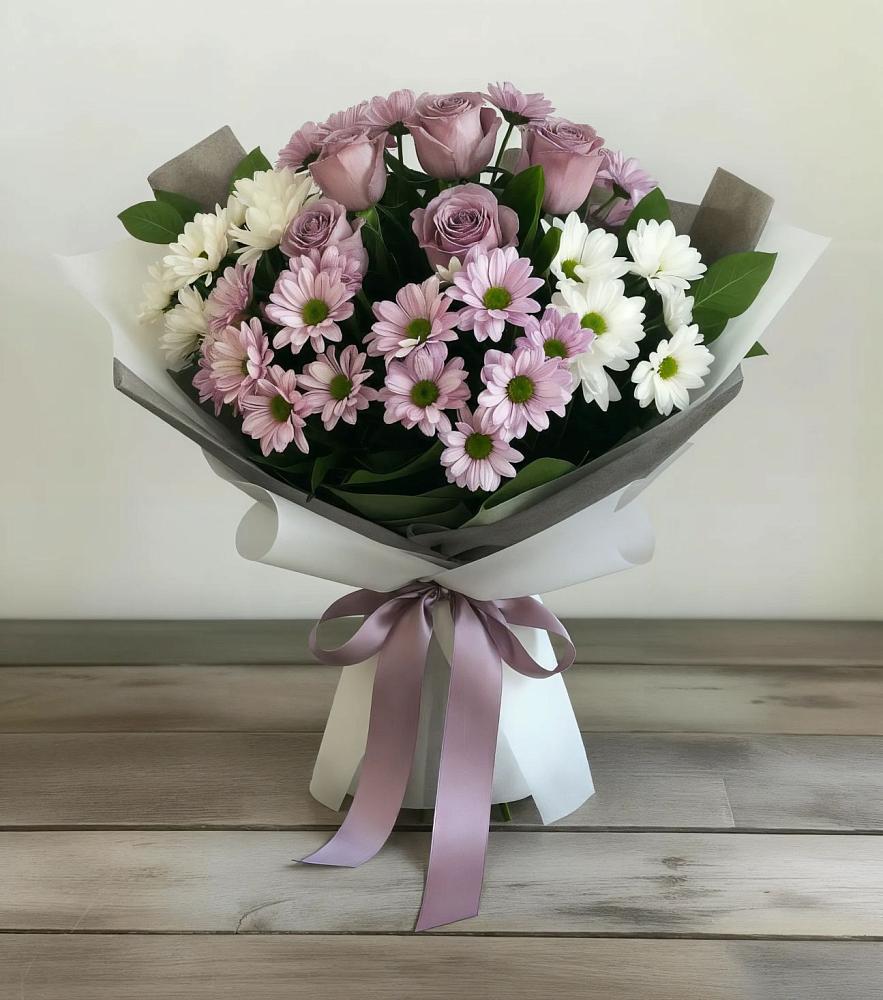 Букет цветов из: Хризантемы и Розы в Харпе