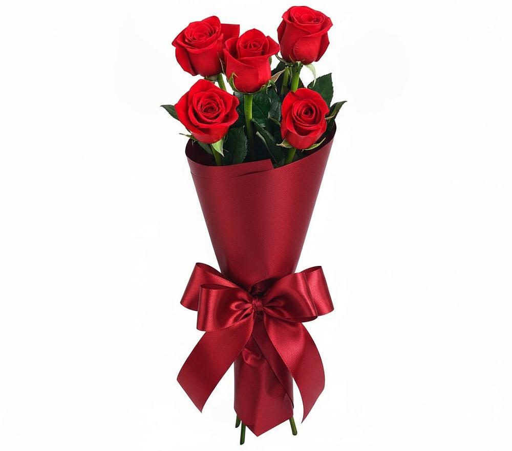 Букет 5 Красных роз Эдлесс Лав в Харпе