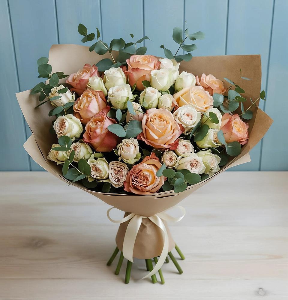 Букет цветов из: Альстромерии и Розы в Харпе