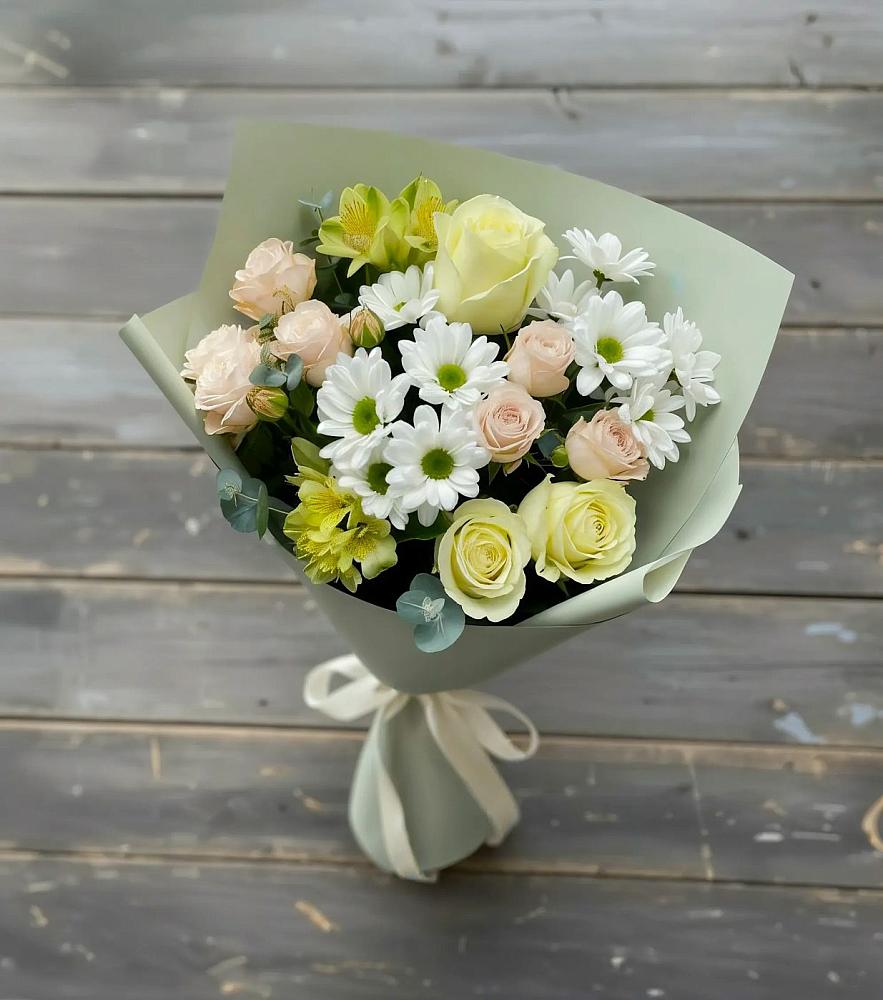 Букет цветов из: Альстромерии, Розы и Хризантемы в Харпе