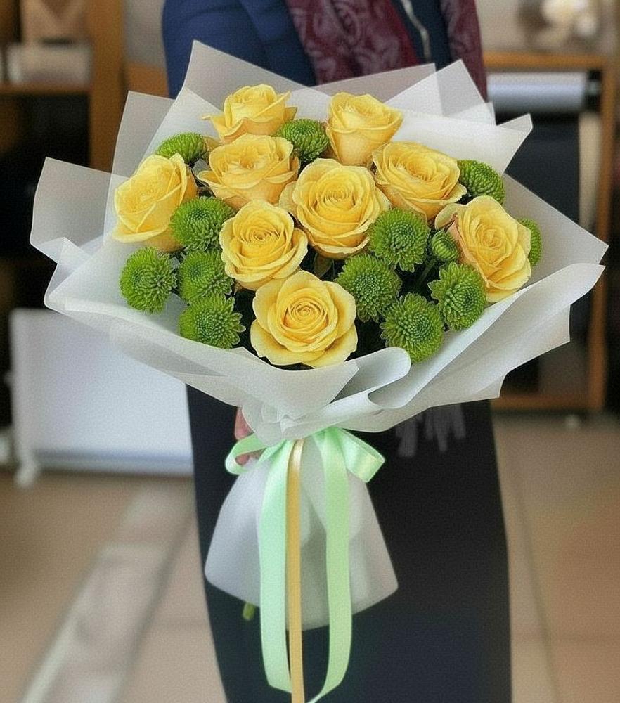 Букет цветов из: Хризантемы и Розы в Харпе