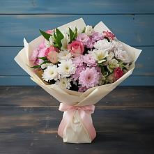 Букет цветов из:  Хризантемы, Альстромерии и Розы в Харпе