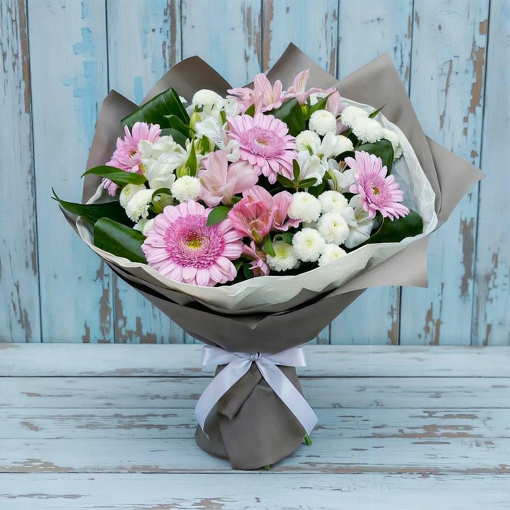 Букет цветов из: Герберы, Альстромерии и Хризантемы в Харпе