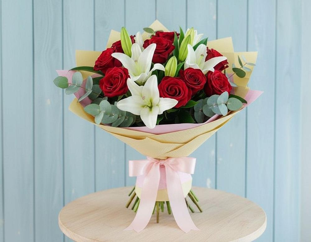 Букет цветов из: Лилии и Розы в Харпе